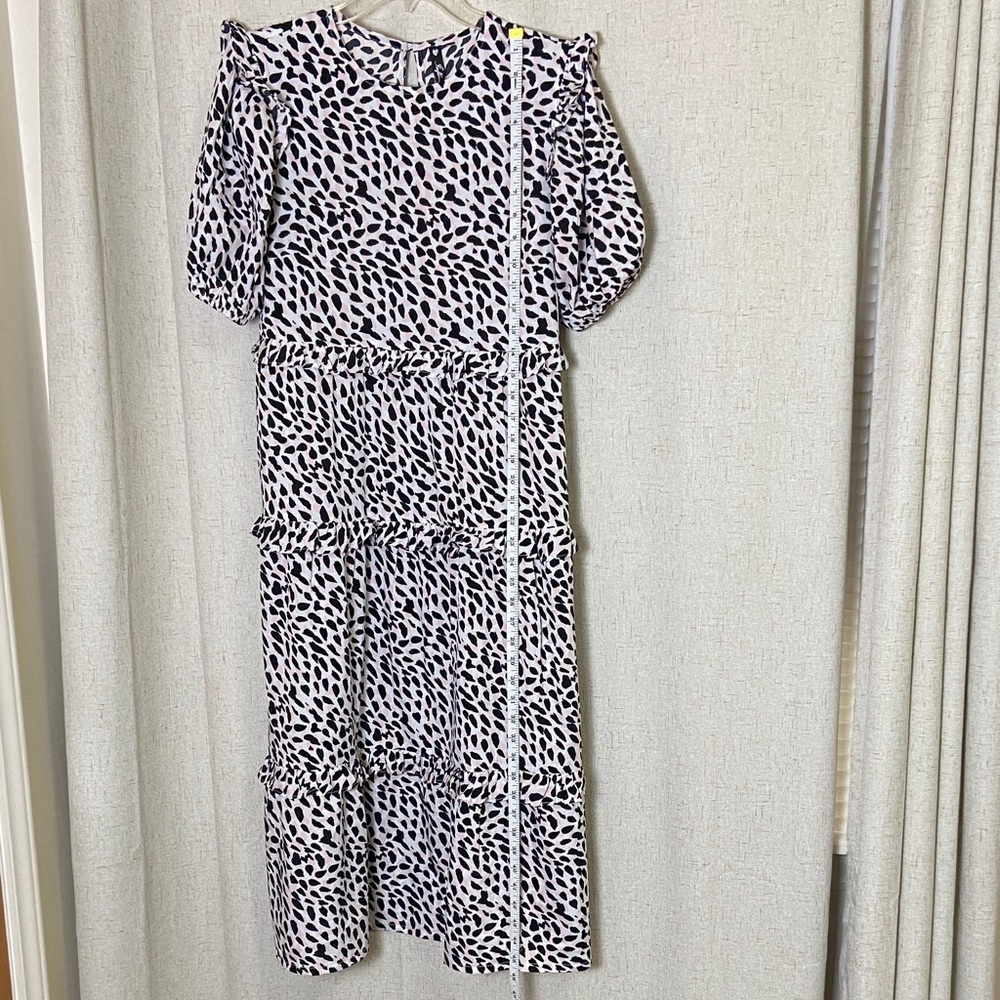 Pink Black and White Leopard Patterned Dress